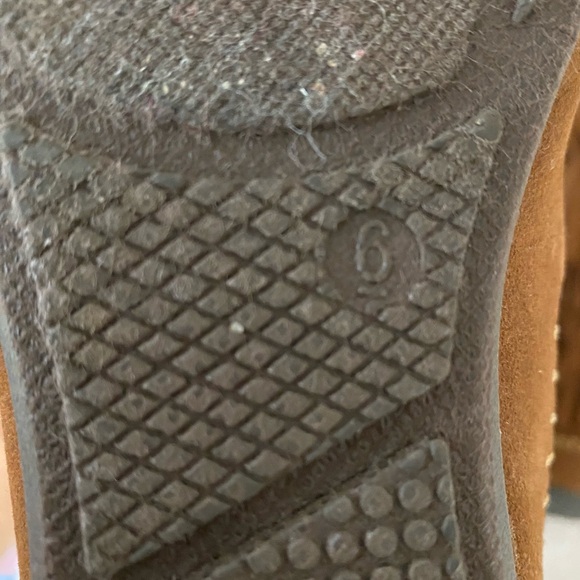 Corky's Mohawk fringe leather/suede boots brown/rust tan stitching mixed sz 6 - Picture 4 of 12